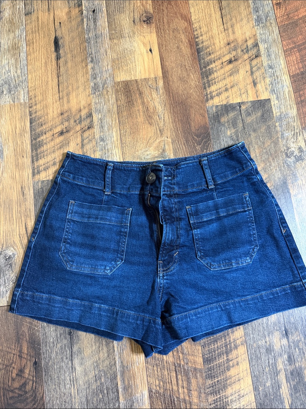 a.n.a Dark Indigo High-Rise Denim Shorts